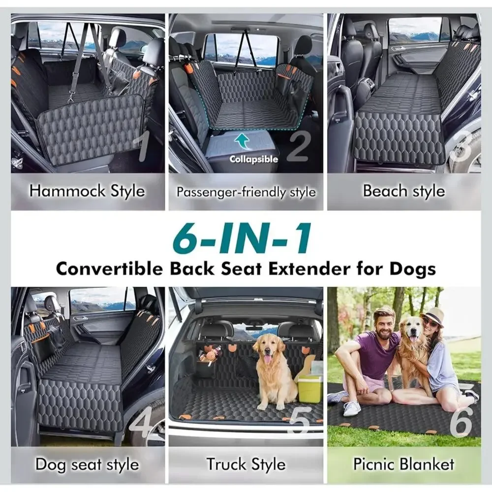 Ultimate Back Seat Extender for Dogs Waterproof Car Seat 6 In 1 Protect Seats